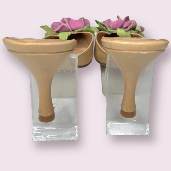 Zalo Pink Floral Camel Leather Mules - Picture 6 of 8